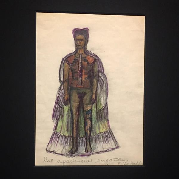 In queste due mie foto, ci sono le emozioni più grandi provate in occasione della visita della mostra <em>Frida Kahlo – Oltre il mito:</em> sopra, il disegno intitolato <em>Las aparencias engañan</em> in cui Frida rappresenta sé stessa oltre le apparenze; sotto, la sua lettera con la frase <em>La vida comienza mañana, la vita comincia domani.</em>